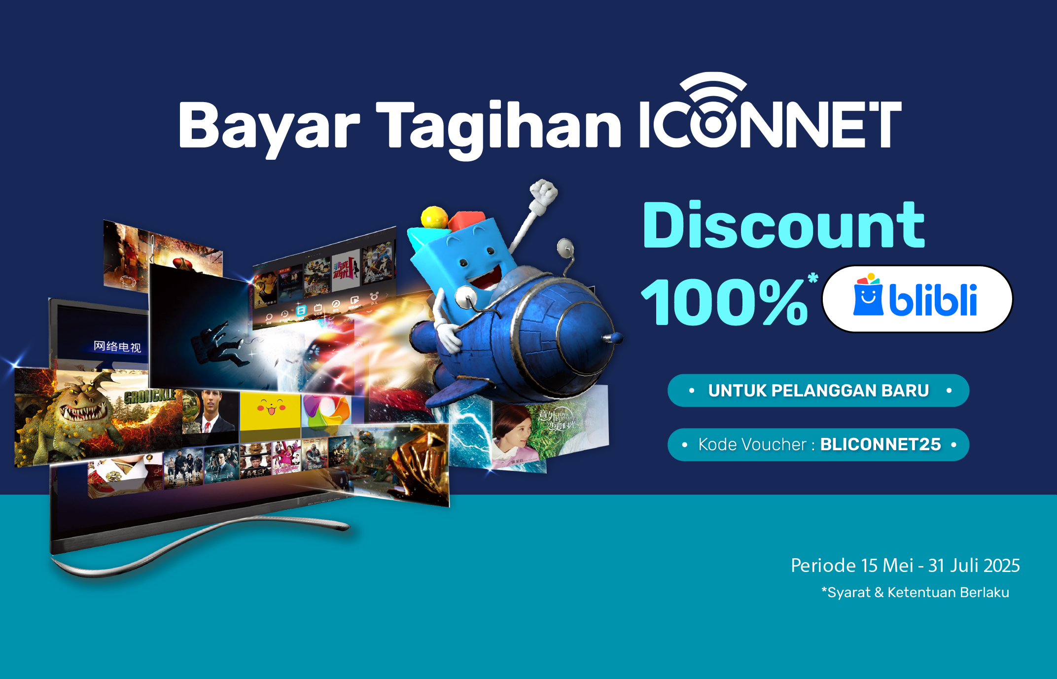 Promo Pembayaran Tagihan ICONNET Bersama Blibli: Diskon 100% Maksimal Rp20.000!